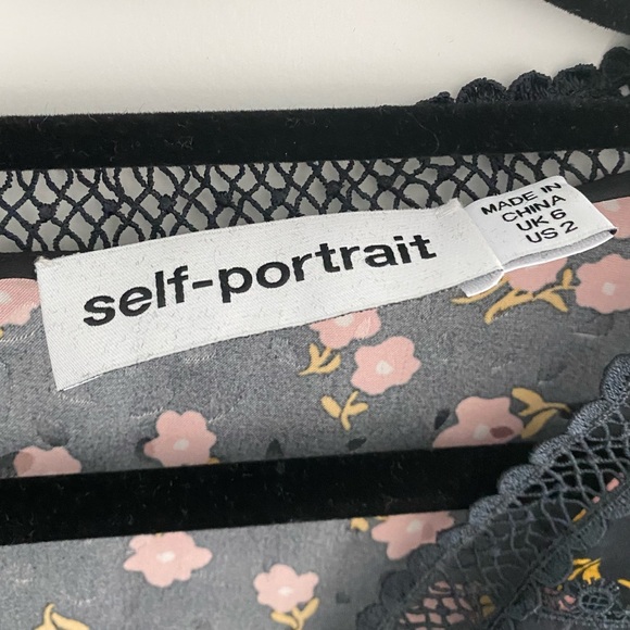 Self Portrait Ditsy Floral Print Peplum Top - Picture 4 of 7